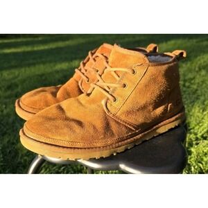 UGG Australia Boots Womens 11 Neumel Winter Ankle Brown Suede Fur Lined 1094269